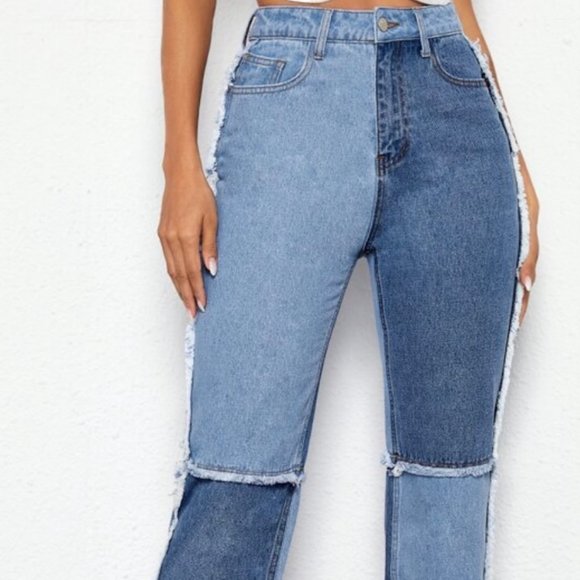 Unworn Two-Tone Light Blue Jeans - Picture 1 of 7